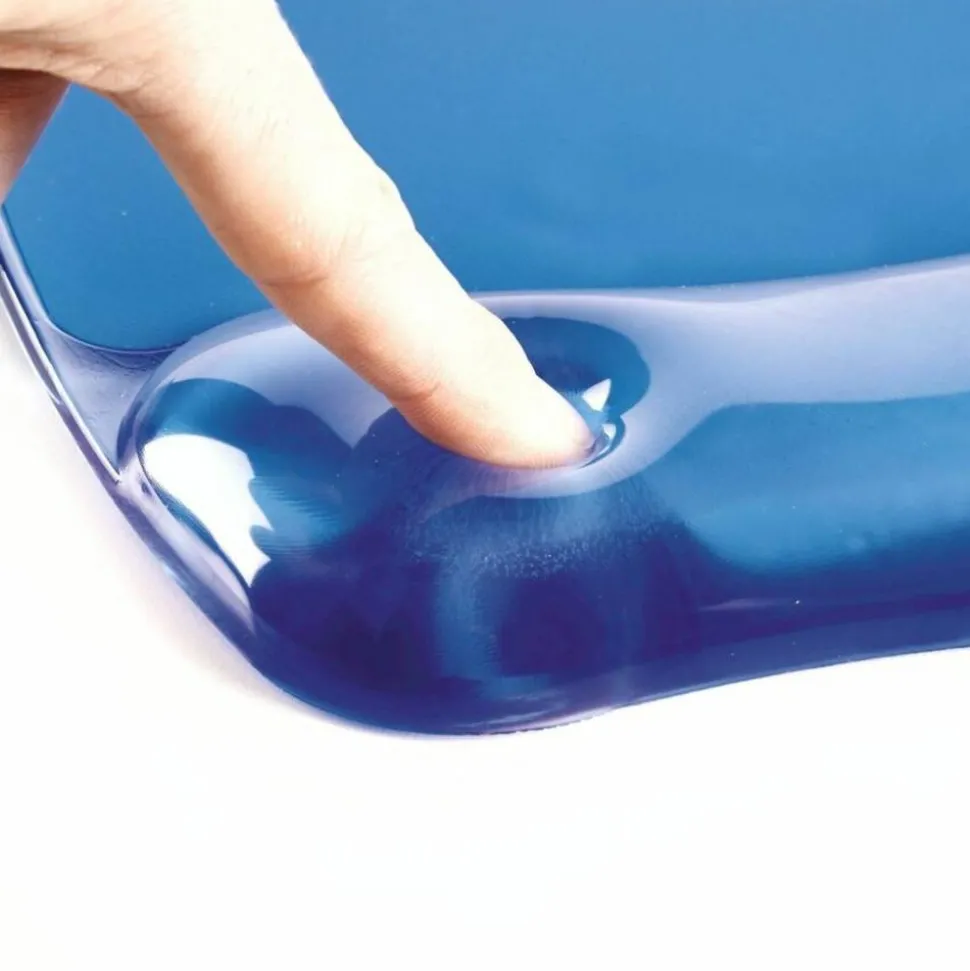 Fellowes Gel Crystals Mouse Pad With Wrist Rest, 1"H x 7.94"W x 9.25"D, Blue