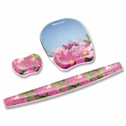 Fellowes Gel Mouse Pad With Wrist Rest, Pink Flowers