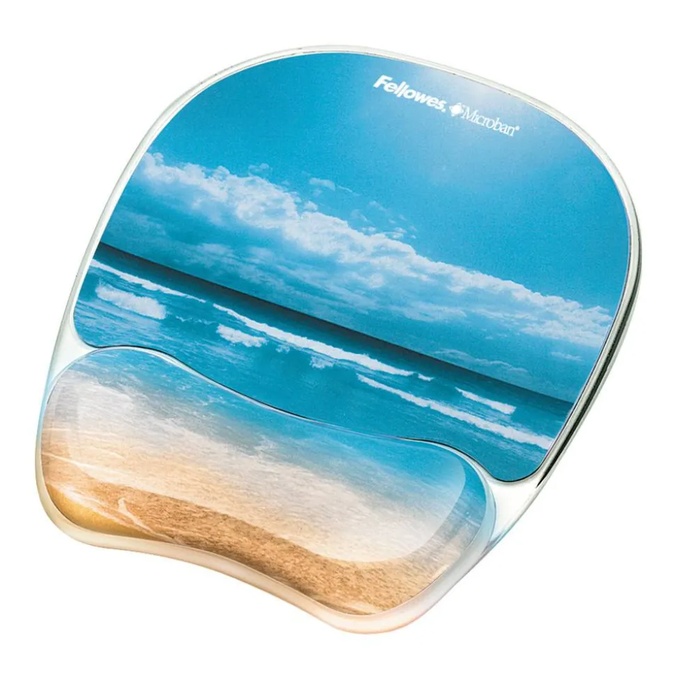 Fellowes Gel Mouse Pad With Wrist Rest, Sandy Beach