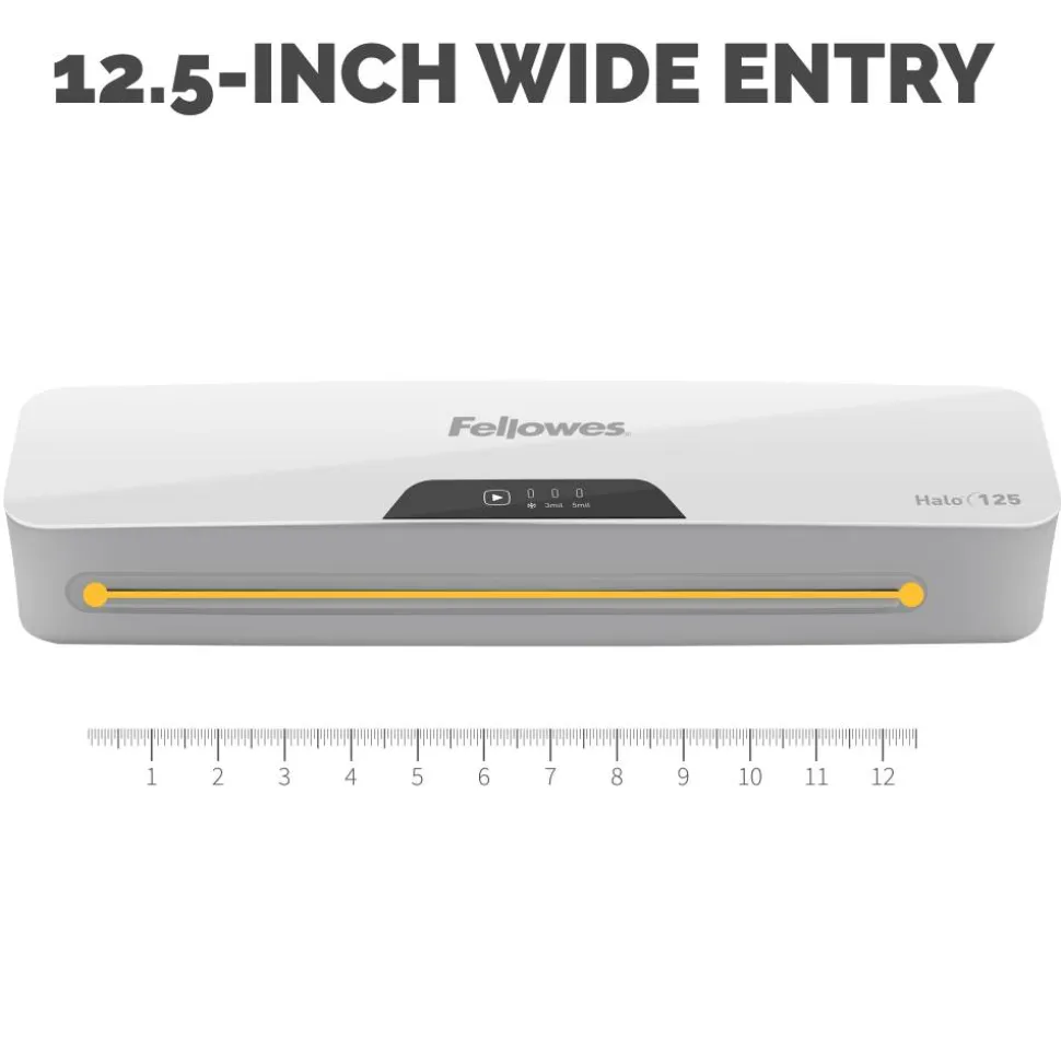Fellowes Halo 125 Thermal Laminator With 25 ImageLast Pouches, 12-1/2" Width, White