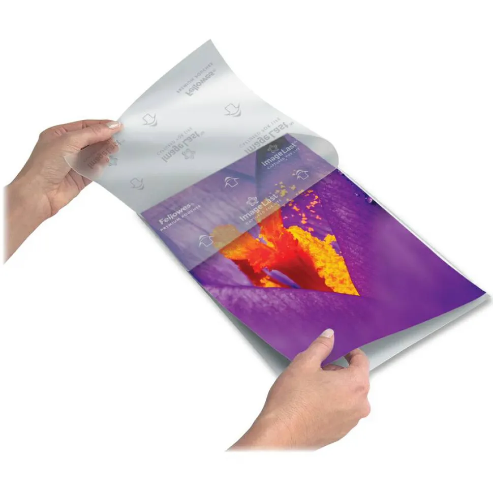 Fellowes ImageLast Thermal Laminating Pouches, UV Protection, 9" x 11 1/2", 3 Mil, Glossy, Pack Of 50