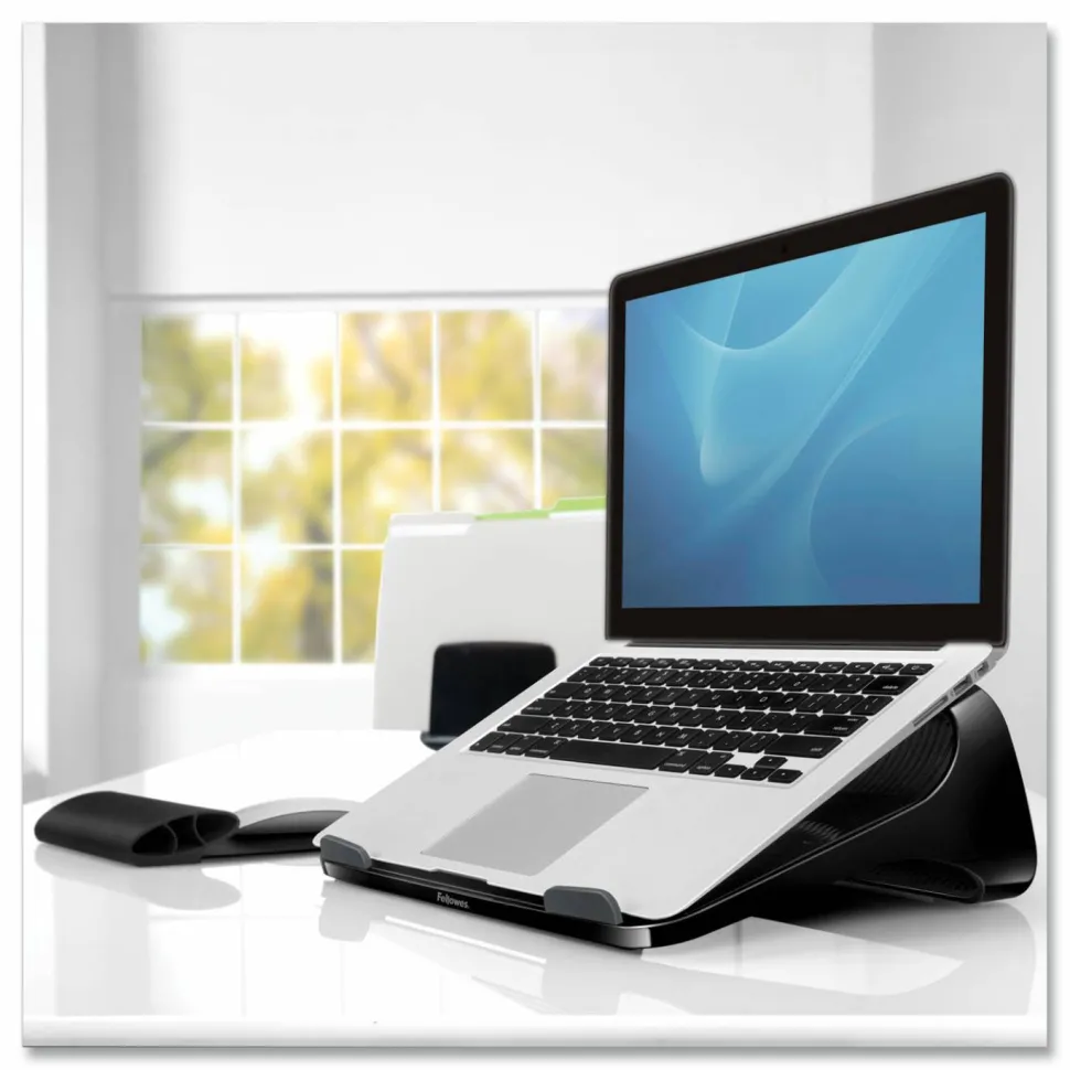 Fellowes I-Spire Series Laptop Lift, 4 1/4"H x 13 1/4"W x 9 3/8"D, Black