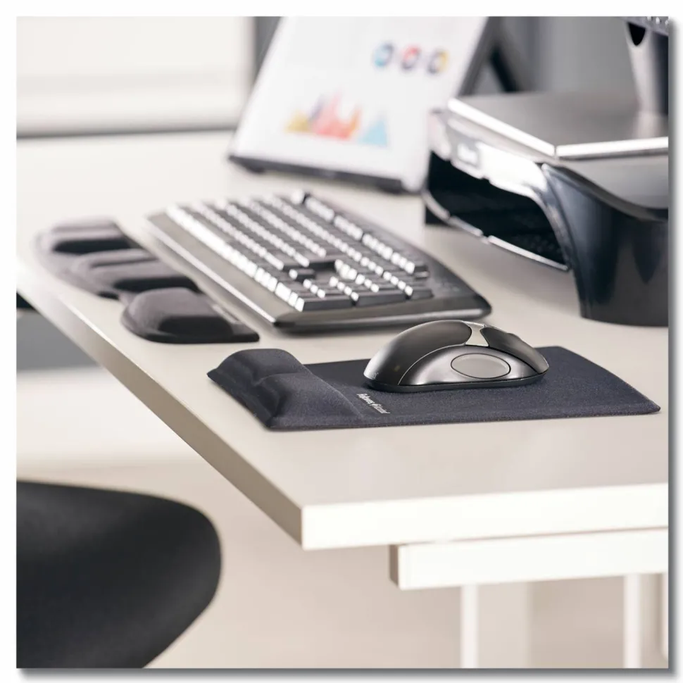 Fellowes Keyboard Palm Support with Microban Protection - 0.6" x 18.3" x 3.4" Dimension - Black - Memory Foam, Jersey Cover