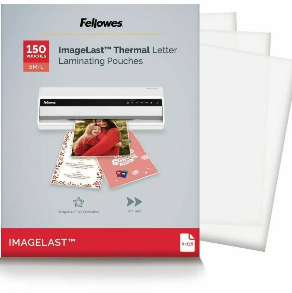 Fellowes Laminating Pouches, Glossy, 5 mil Thick, Clear, Pack Of 150
