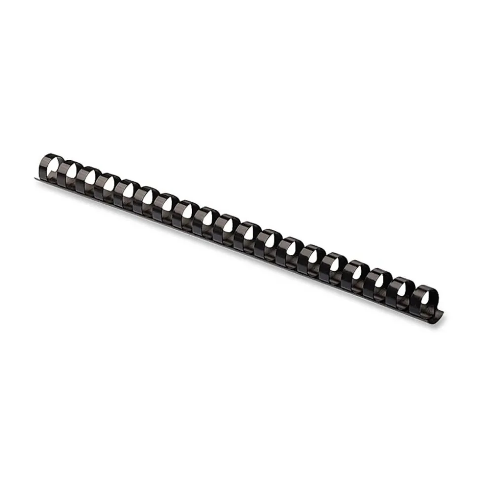 Fellowes Letter-Size Plastic Comb Bindings, 1/2", 90-Sheet Capacity, Black, Box Of 100
