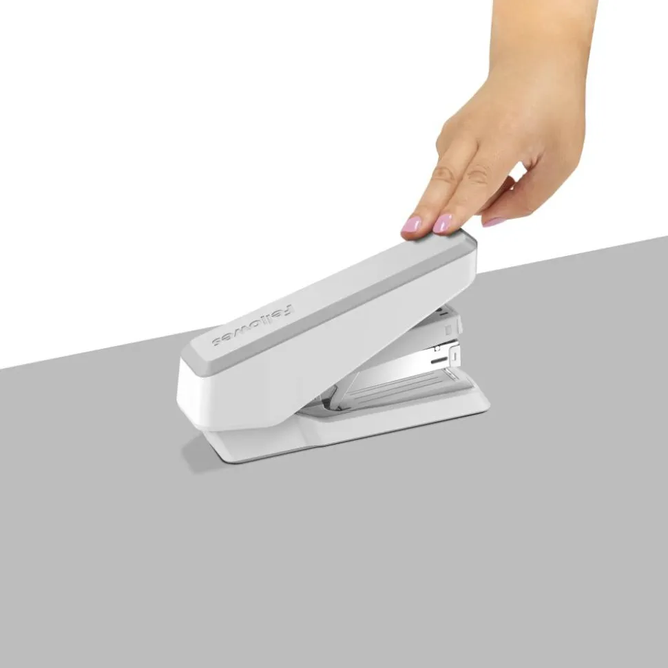 Fellowes LX870 EasyPress Stapler with Antimicrobial Protection, 40-Sheet Capacity, Gray/White
