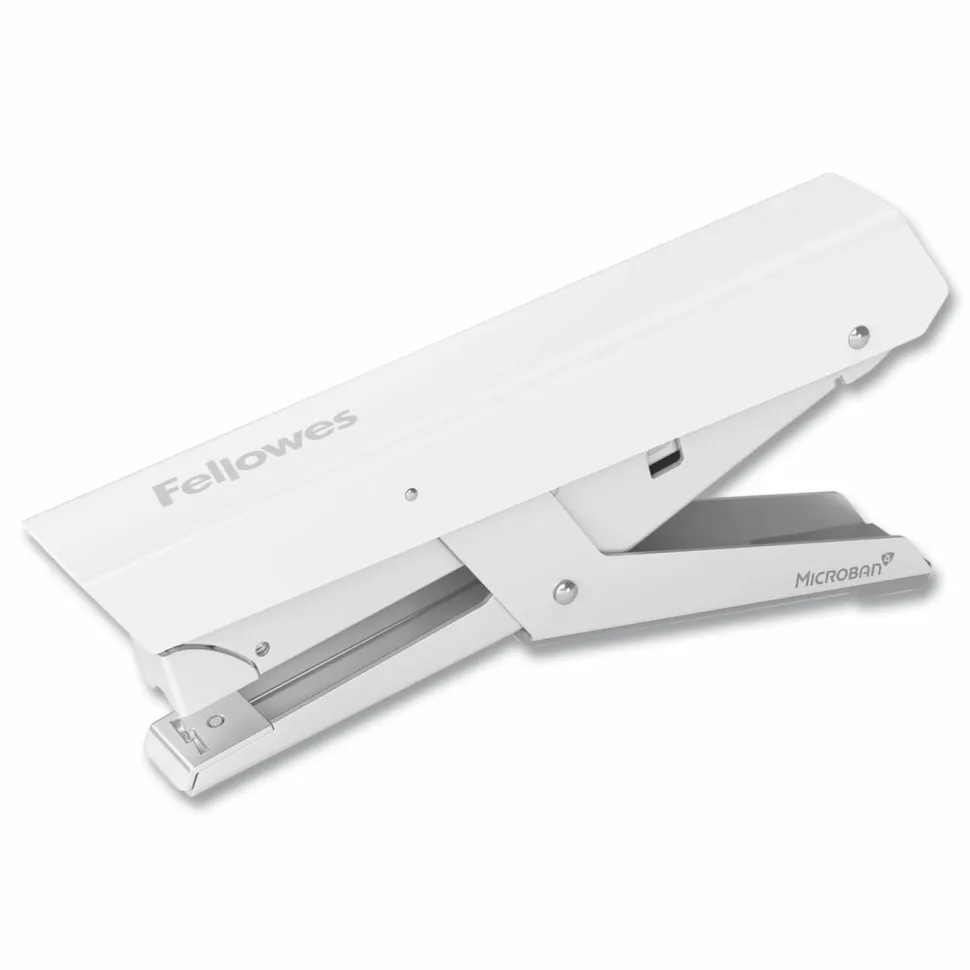 Fellowes LX890 Handheld Plier Stapler with Antimicrobial Protection, 40-Sheet Capacity, 0.25"/0.31" Staples, White