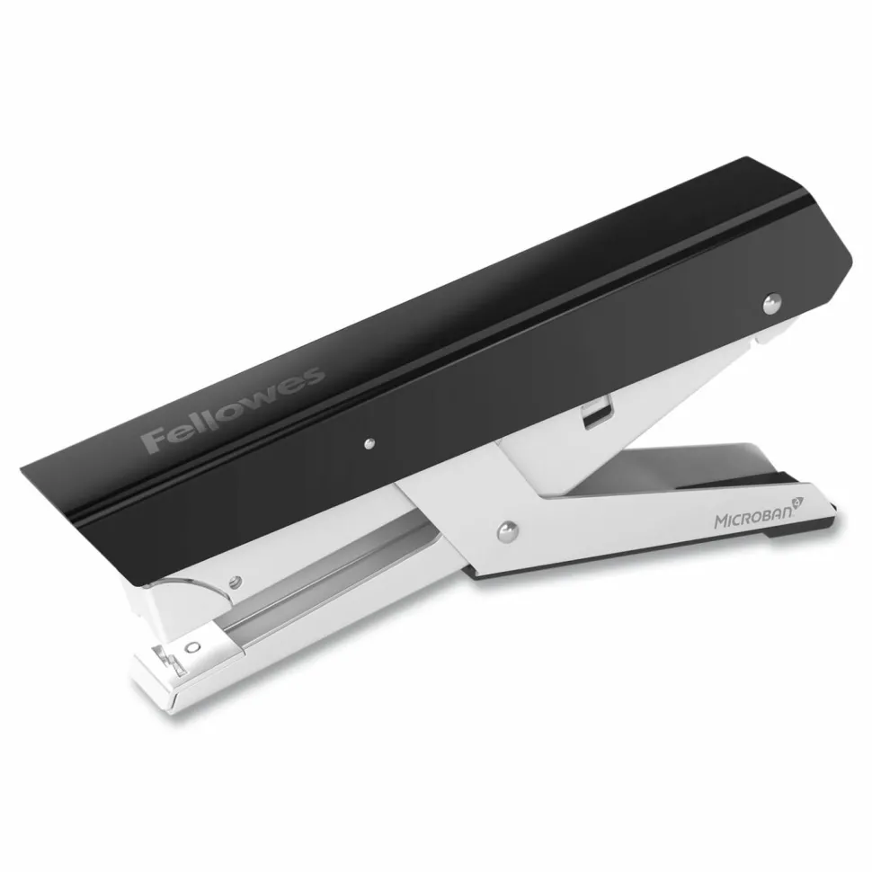 Fellowes LX890 Handheld Plier Stapler with Antimicrobial Protection, 40-Sheet Capacity, 0.25"/0.31" Staples, Black/White