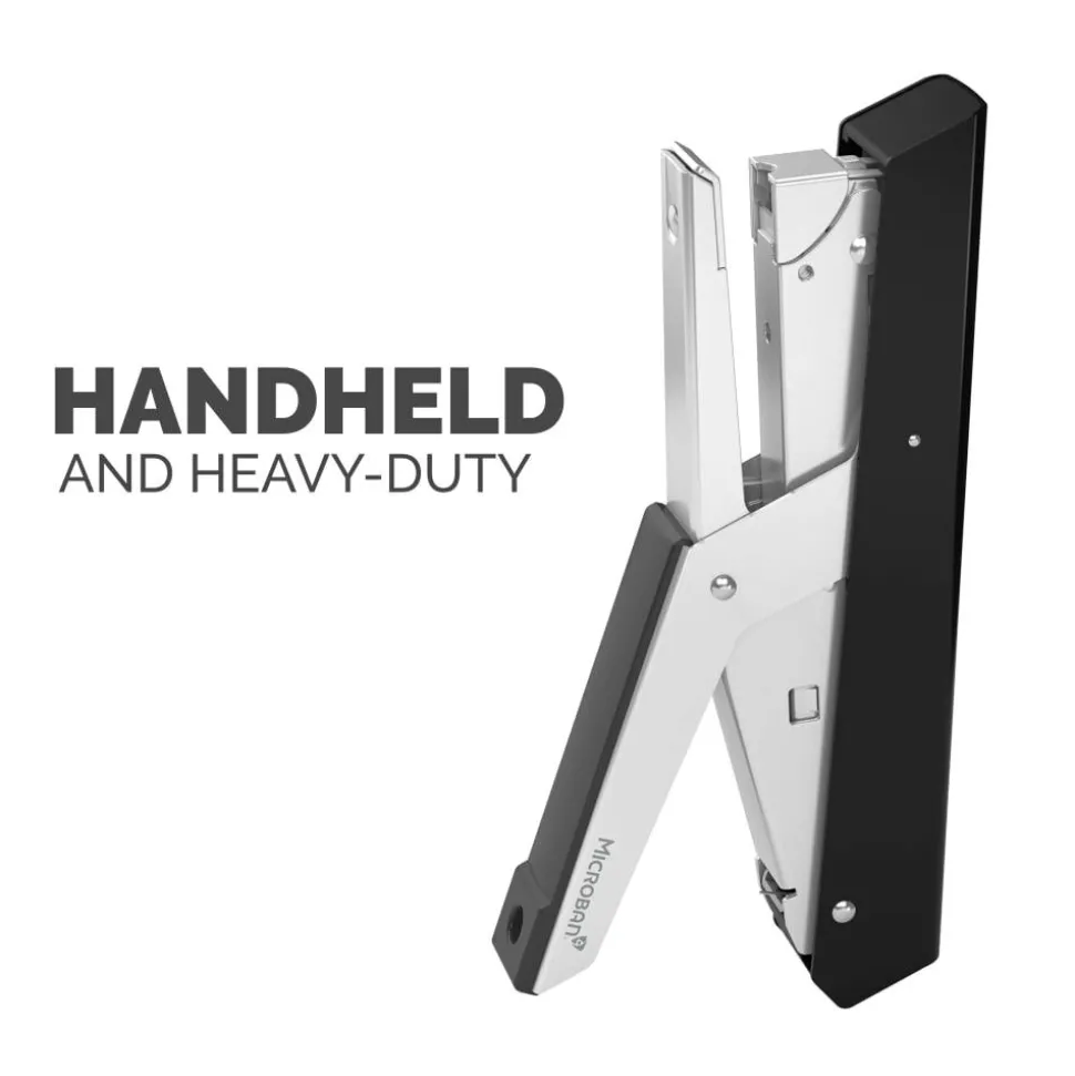 Fellowes LX890 Handheld Plier Stapler with Antimicrobial Protection, 40-Sheet Capacity, 0.25"/0.31" Staples, Black/White