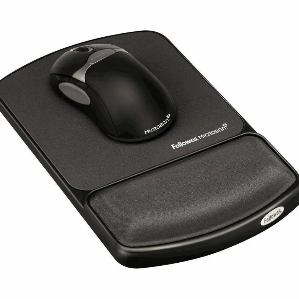 Fellowes Mouse Pad/Wrist Support with Microban Protection, Graphite