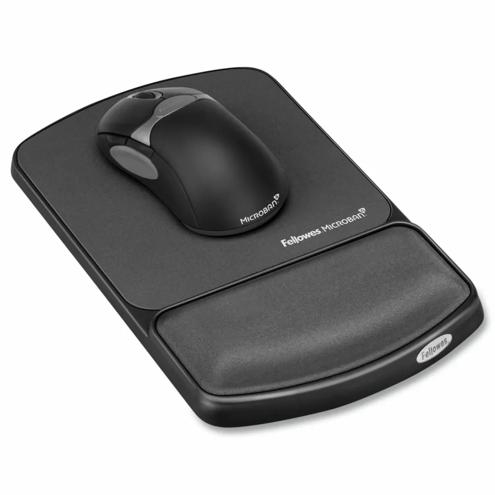 Fellowes Mouse Pad/Wrist Support with Microban Protection, Graphite