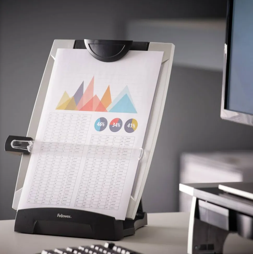 Fellowes Office Suites Desktop Copyholder With Memo Board, Black/Silver