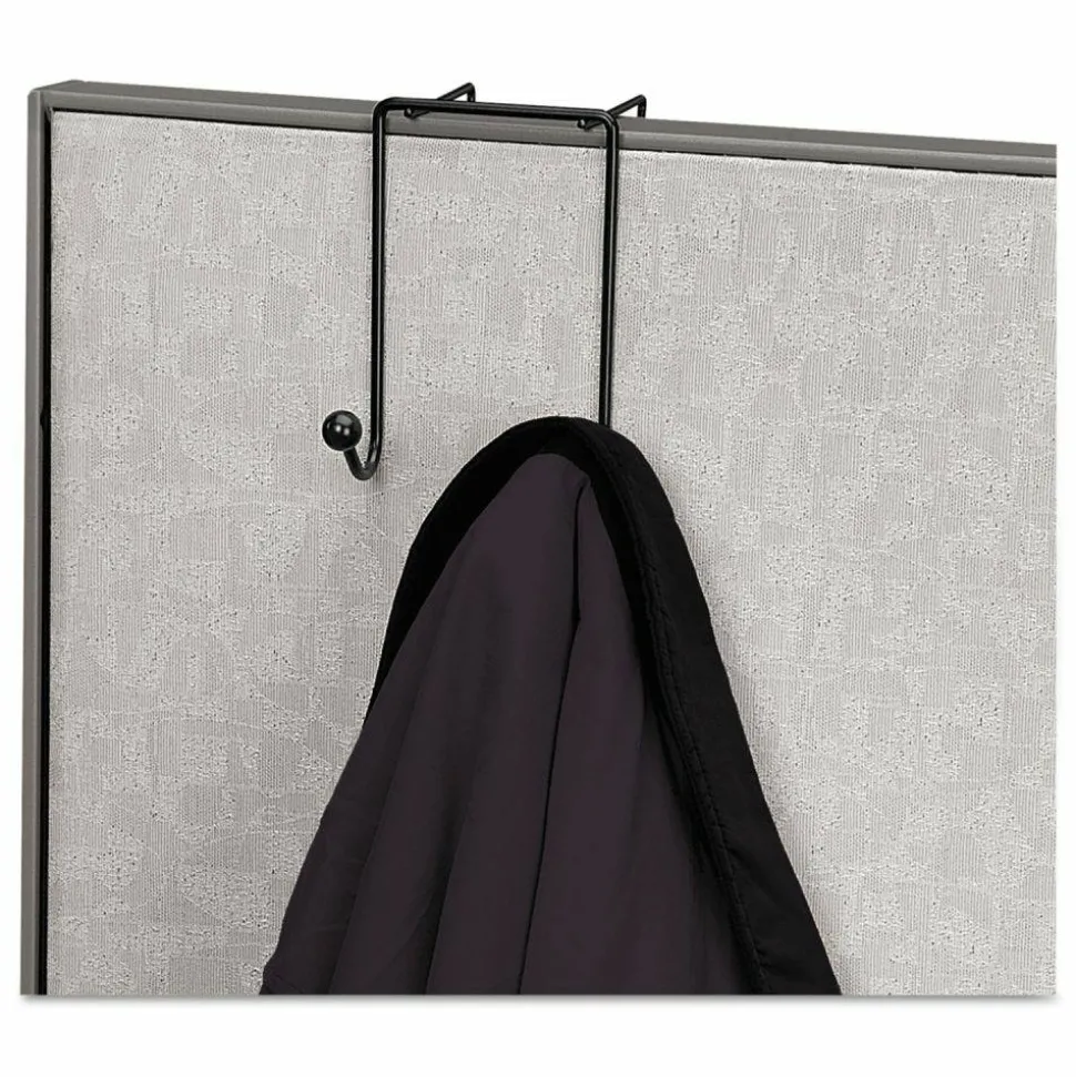 Fellowes Partition Additions Coat Hook, 6"H x 4"W x 5 1/8"D, Black