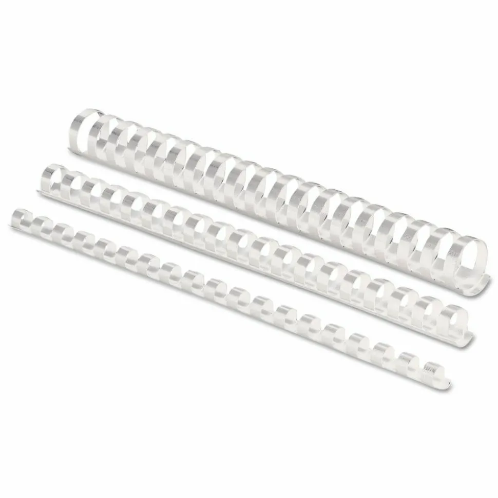 Fellowes Plastic Comb Bindings for 11 x 8.5 Documents, 19 Rings, 0.5" (90-Sheet) Capacity, White, 100/Pack