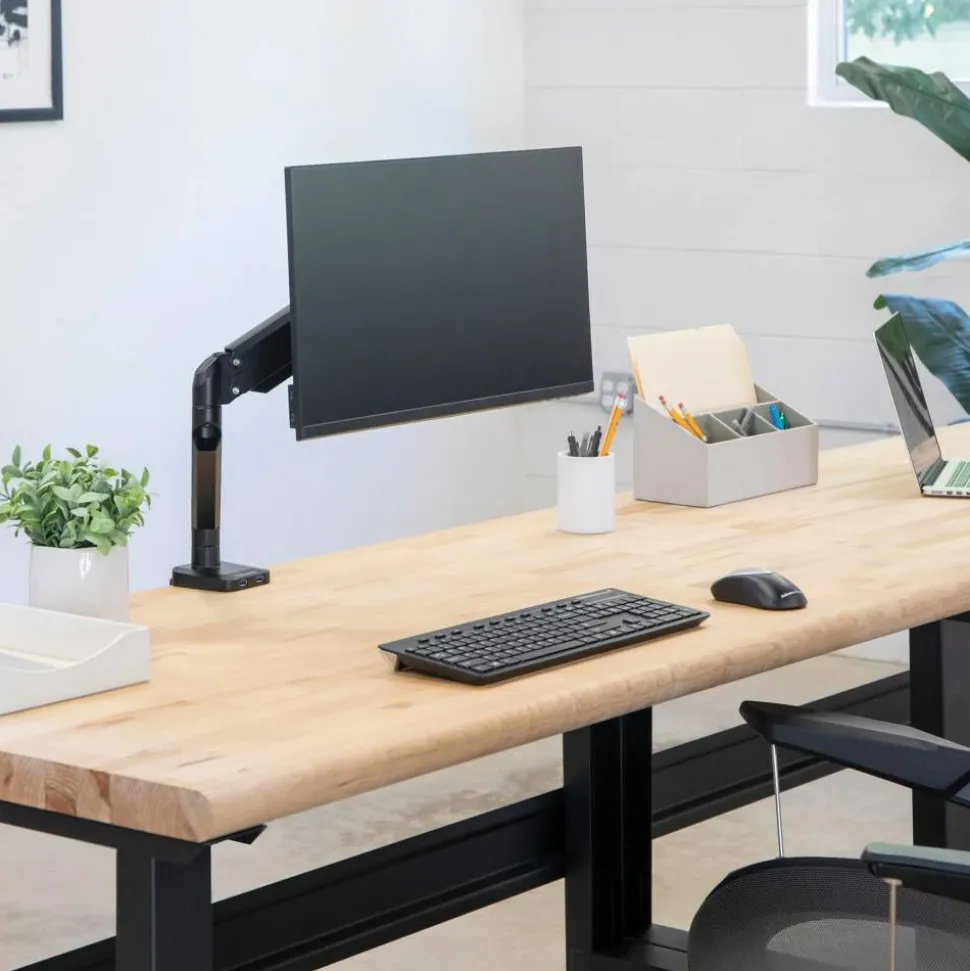 Fellowes Platinum Series Single-Monitor Arm For Monitors Up To 40", 17 1/4"H x 4 1/2"W x 18 9/16"D, Black, 8043301