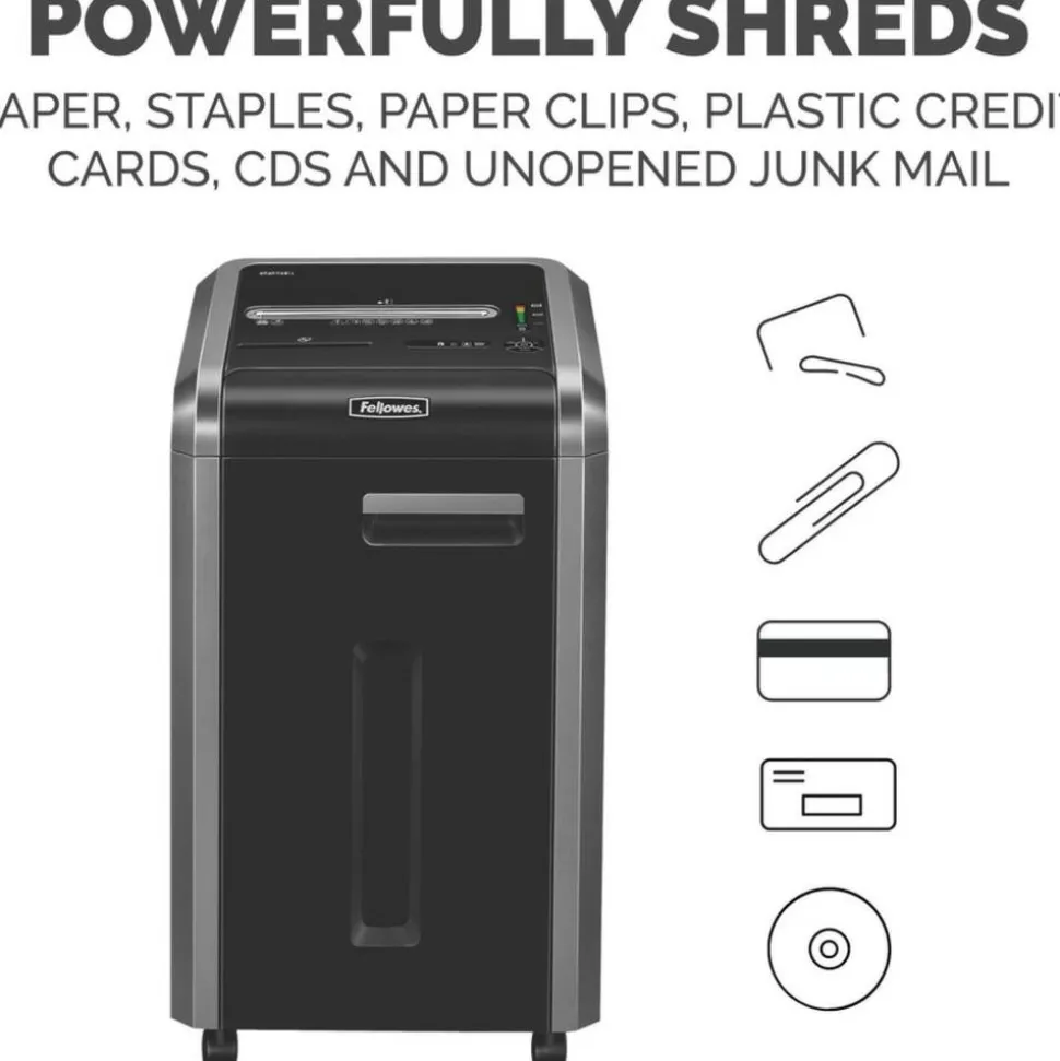 Fellowes Powershred 225Ci 100% Jam Proof 22-Sheet Continuous Duty Cross-Cut Shredder