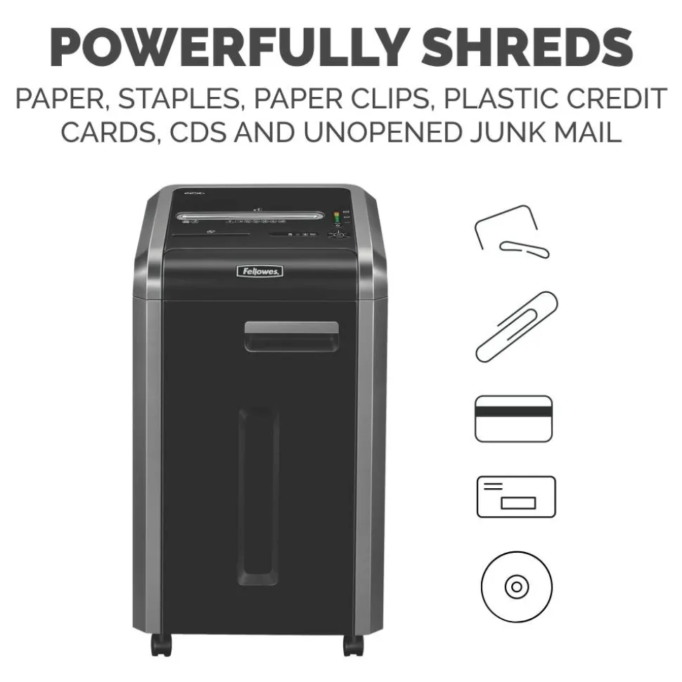 Fellowes Powershred 225Ci 100% Jam Proof 22-Sheet Continuous Duty Cross-Cut Shredder