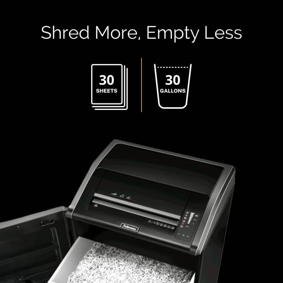 Fellowes Powershred 425Ci 100% Jam Proof BAA Compliant 30-Sheet Cross-Cut Continuous Duty Large Office Shredder