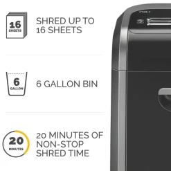 Fellowes Powershred 79Ci 100% Jam-Proof 16-Sheet Cross-Cut Paper Shredder with SafeSence, Black/Silver