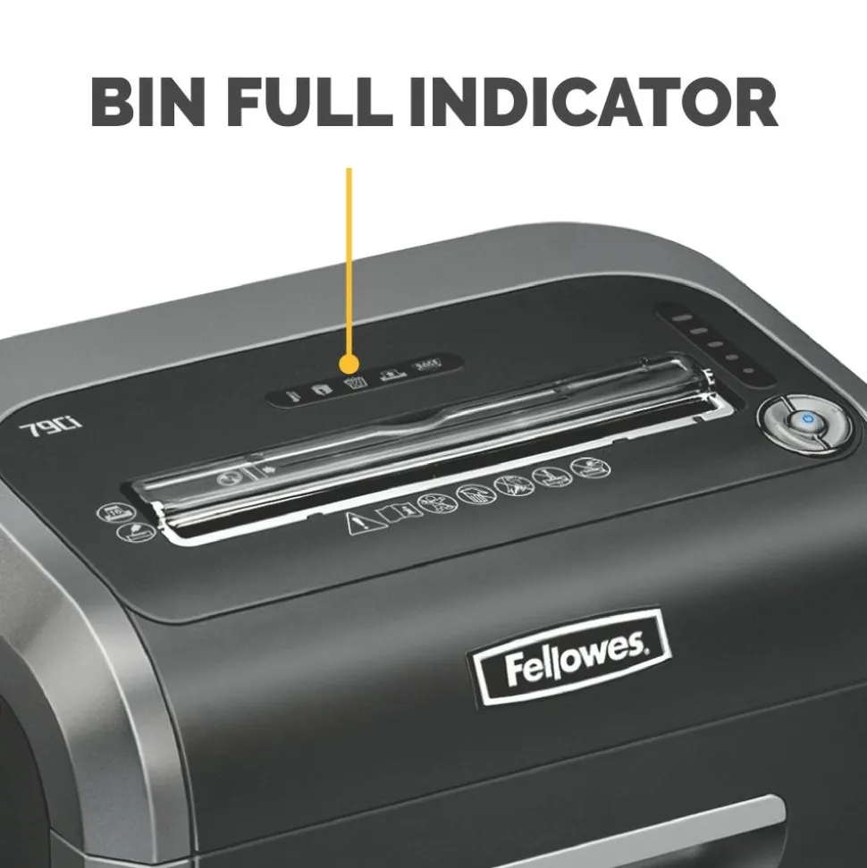 Fellowes Powershred 79Ci 100% Jam-Proof 16-Sheet Cross-Cut Paper Shredder with SafeSence, Black/Silver