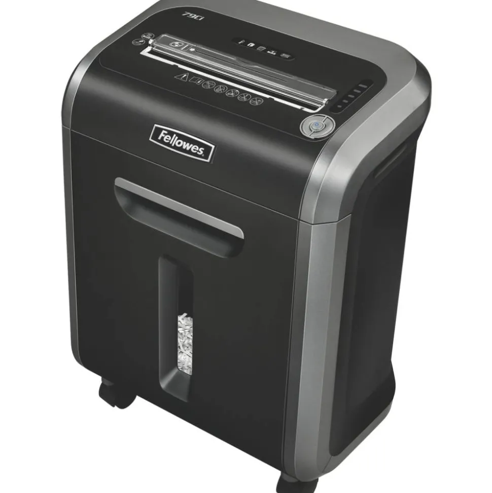 Fellowes Powershred 79Ci 100% Jam-Proof 16-Sheet Cross-Cut Paper Shredder with SafeSence, Black/Silver