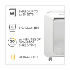 Fellowes Powershred LX200 Micro-Cut Shredder, 12 Manual Sheet Capacity, White