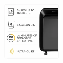 Fellowes Powershred LX210 Micro-Cut Shredder, 16 Manual Sheet Capacity, Black