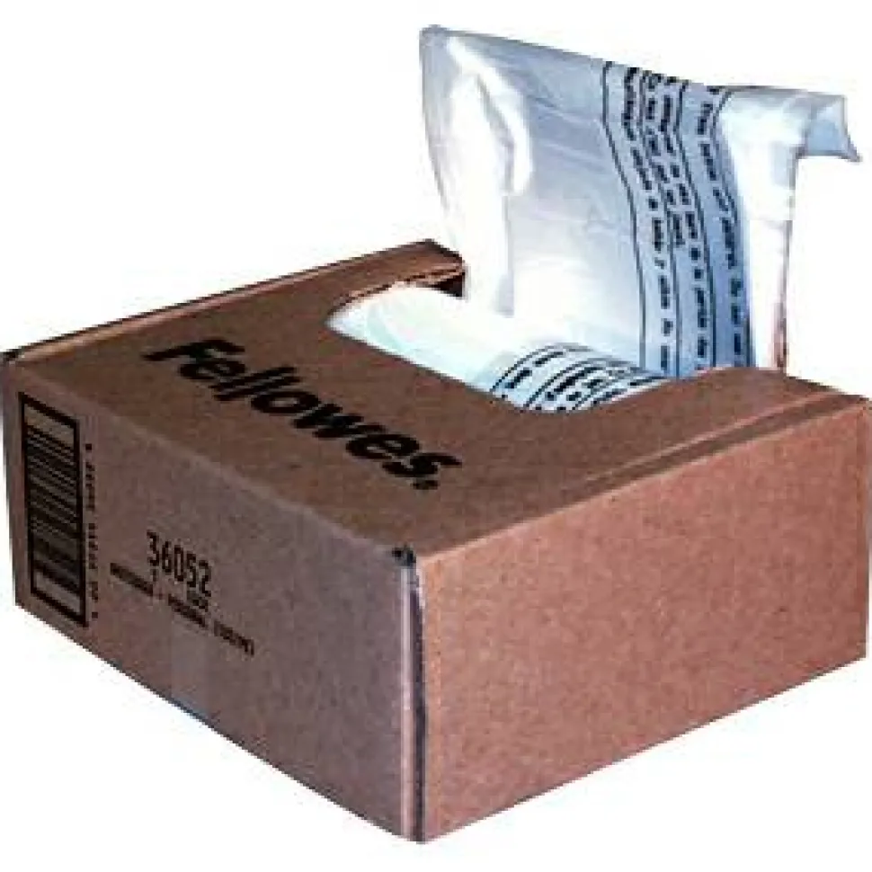 Fellowes Powershred Waste Bags, White, Carton Of 100 Bags