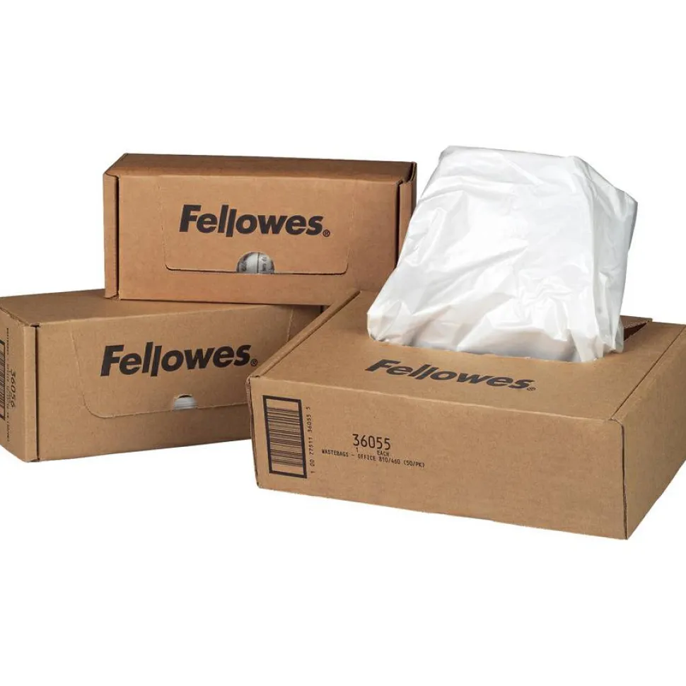 Fellowes Powershred Waste Bags, White, Carton Of 50 Bags