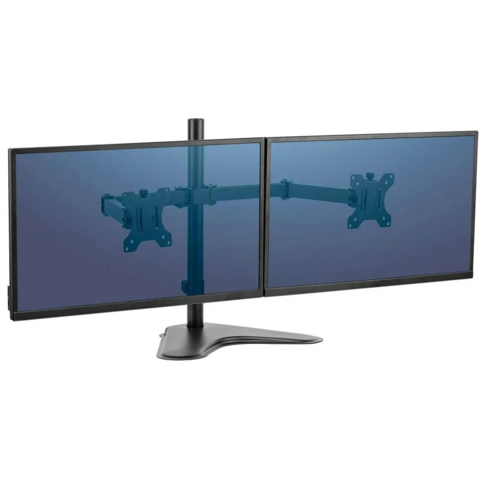 Fellowes Professional Series Freestanding Dual Horizontal Arm For Monitors Up To 30", 19 1/2"H x 35"W x 11"D, Black, 8043701
