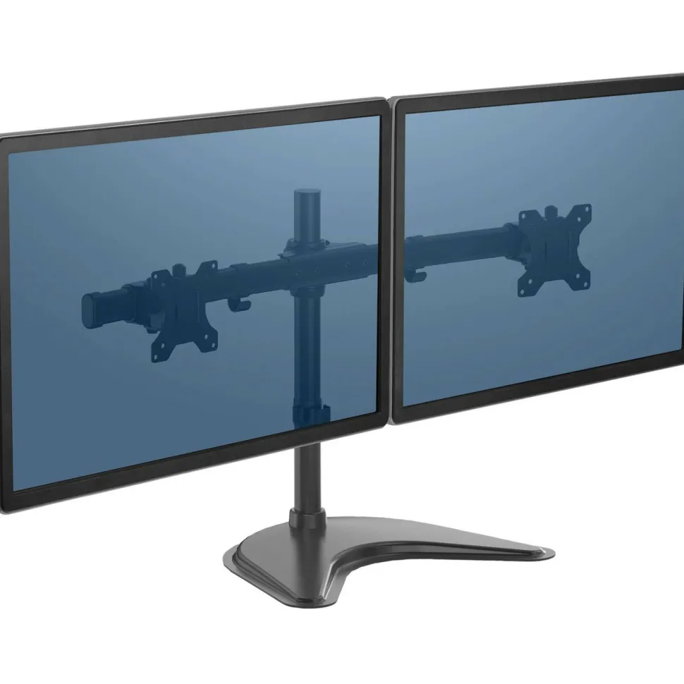Fellowes Professional Series Freestanding Dual Horizontal Arm For Monitors Up To 30", 19 1/2"H x 35"W x 11"D, Black, 8043701