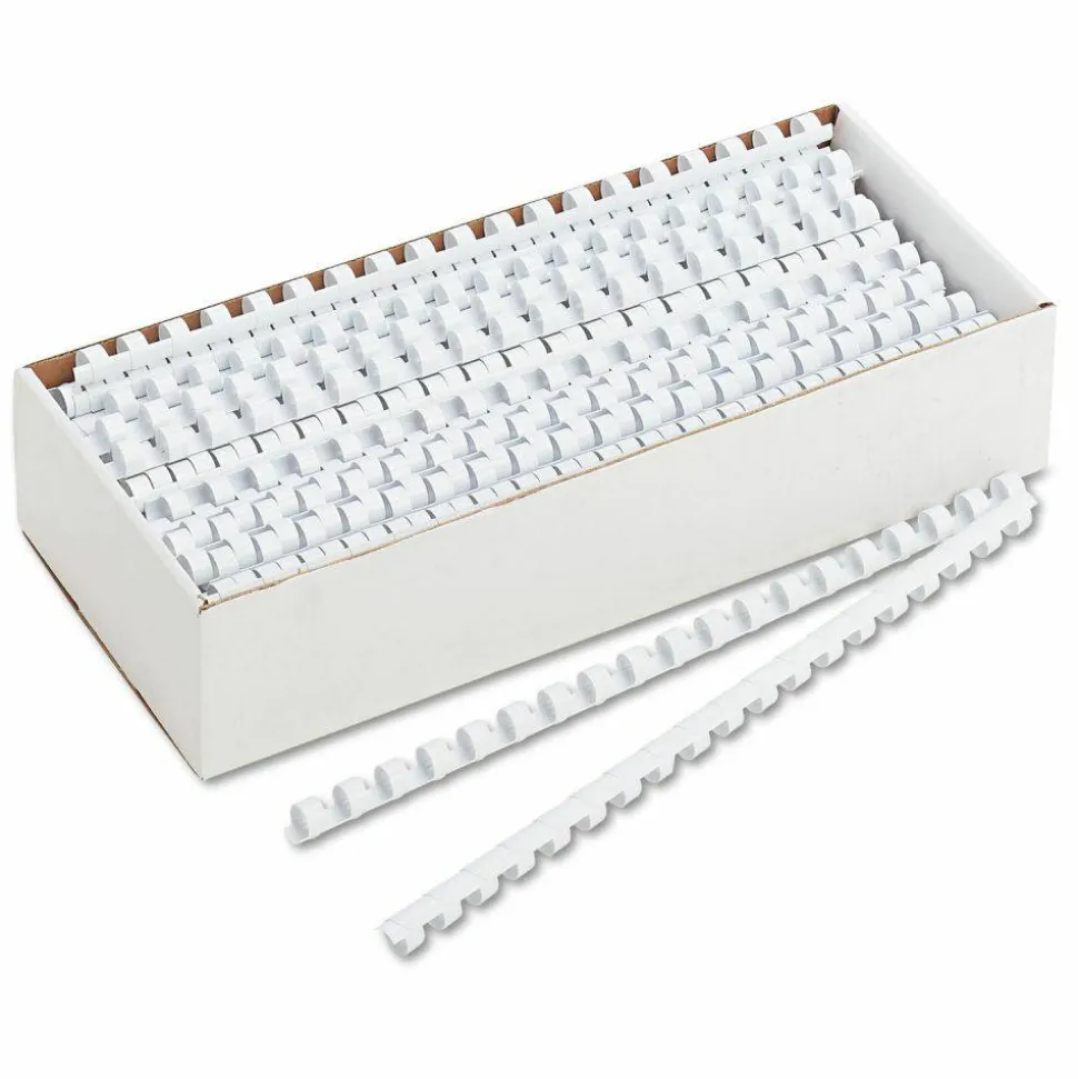 Fellowes 19-Ring Plastic Comb Binding, 0.4" x 10.8" x 0.4", White, Pack Of 100