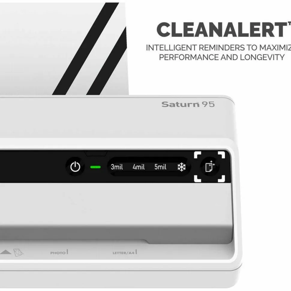 Fellowes Saturn 95 Thermal and Cold Laminator Machine with 10-Sheet Starter Kit, 9.5 inch, Easy and Fast Warm-Up, Jam-Free Design