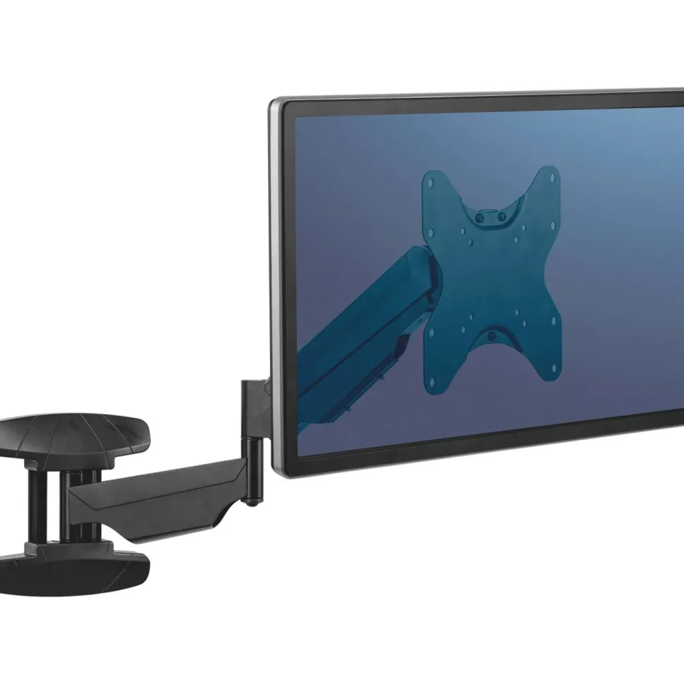 Fellowes Single Arm Wall Mount For Monitors/TVs Up To 42", 18 13/16"H x 8 7/8"W x 20 1/4"D, Black, 8043501