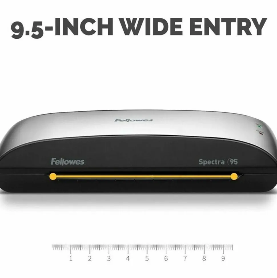 Fellowes Spectra 95 Laminator With Combo Kit, 9 1/2" Entry Width, 3"H x 14 1/2"W x 7"D, Silver/Black