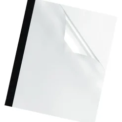 Fellowes Thermal Heavy-Gauge Binding Covers, 1/16", 2-15 Sheet Capacity, Clear/Black, Pack Of 10