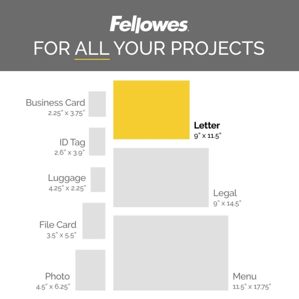 Fellowes Thermal Laminating Pouches, Glossy, 9" x 11.5", 10 Mil, Clear, Pack Of 50