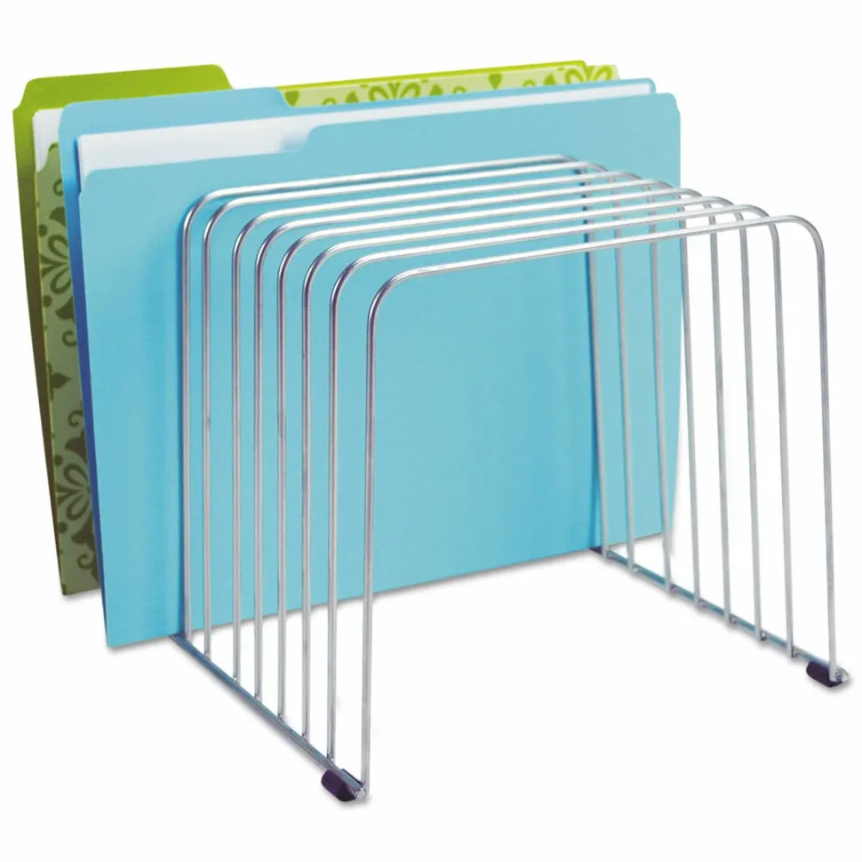 Fellowes Wire File Sorter, 11 Compartment(s), 11 Divider(s), 8"H x 9"W x 11.4"D, Desktop, Silver, Steel, 1Each
