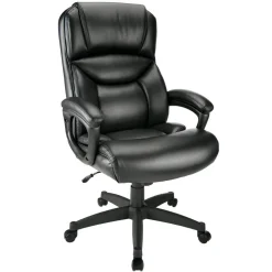 Fennington Bonded Leather High-Back Executive Office Chair, Black, BIFMA Compliant