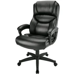 Fennington Bonded Leather High-Back Executive Office Chair, Black, BIFMA Compliant