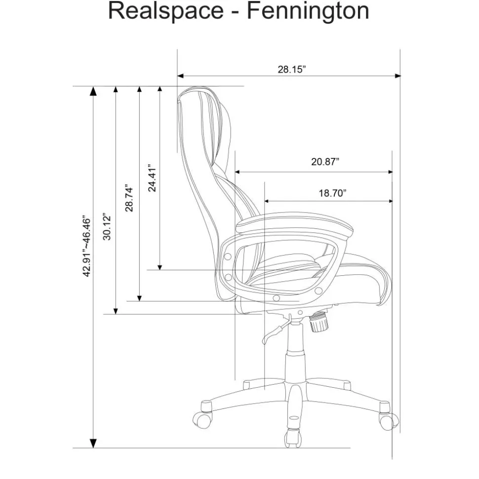 Fennington Bonded Leather High-Back Executive Office Chair, Black, BIFMA Compliant