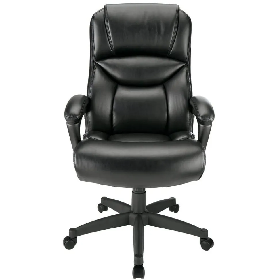 Fennington Bonded Leather High-Back Executive Office Chair, Black, BIFMA Compliant