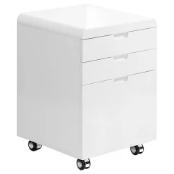 File Cabinet, Rolling Mobile, Storage Drawers, Printer Stand, Office, Work, Glossy White Laminate, Contemporary, Modern