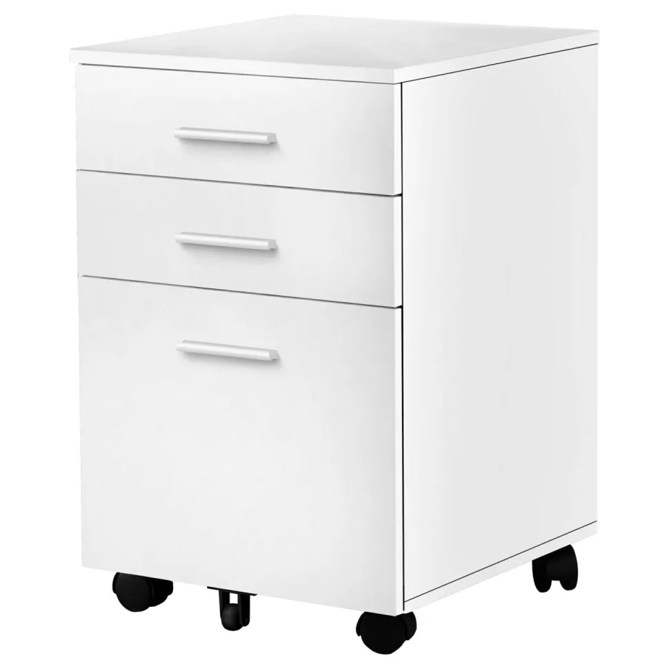 File Cabinet, Rolling Mobile, Storage Drawers, Printer Stand, Office, Work, White Laminate, Contemporary, Modern