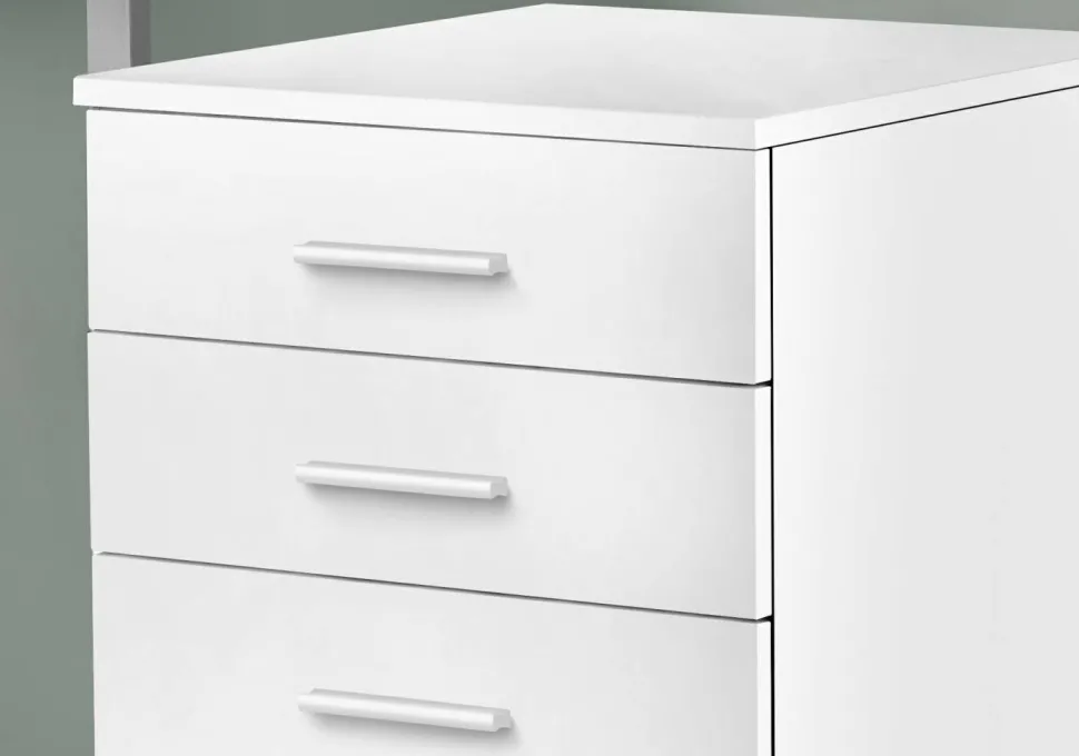 File Cabinet, Rolling Mobile, Storage Drawers, Printer Stand, Office, Work, White Laminate, Contemporary, Modern