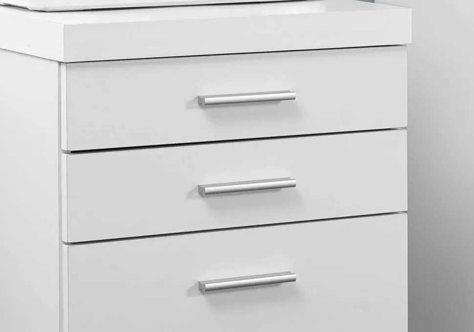 File Cabinet, Rolling Mobile, Storage Drawers, Printer Stand, Office, Work, White Laminate, Contemporary, Modern