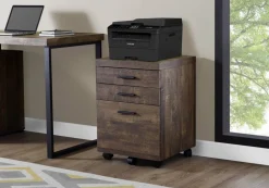 File Cabinet, Rolling Mobile, Storage Drawers, Printer Stand, Office, Work, Brown Laminate, Contemporary, Modern