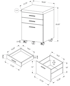 File Cabinet, Rolling Mobile, Storage Drawers, Printer Stand, Office, Work, Brown Laminate, Contemporary, Modern