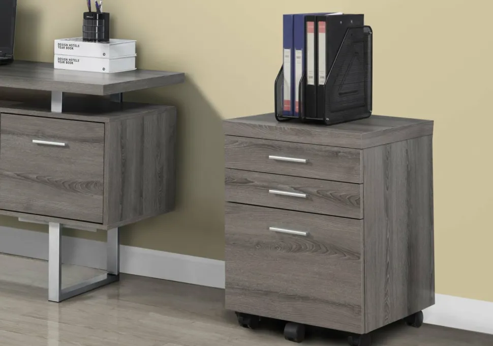 File Cabinet, Rolling Mobile, Storage Drawers, Printer Stand, Office, Work, Brown Laminate, Contemporary, Modern