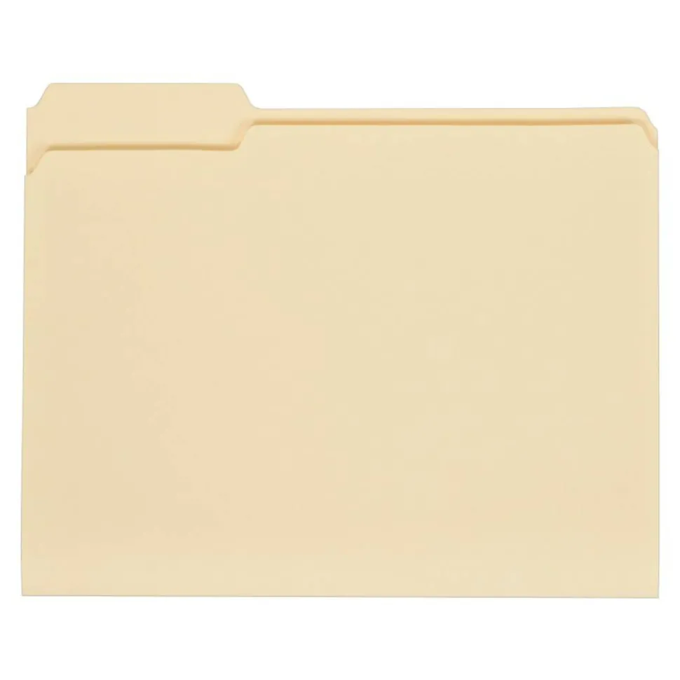 File Folders, 1/3 Cut, Letter Size, 30% Recycled, Manila, Pack Of 100 Folders